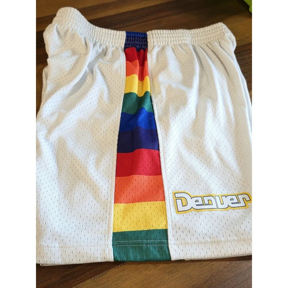 Mitchell & Ness NBA Denver Nuggets Swingman White Rainbow Shorts Men's XXL 2XL